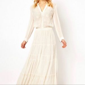 Mango 70s Embroidered Maxi Dress